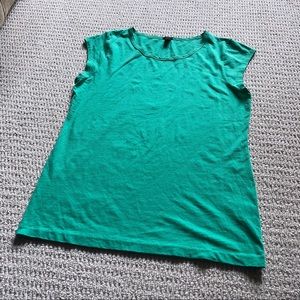 J Crew Green Scoop Neck Tee - Cotton/Linen